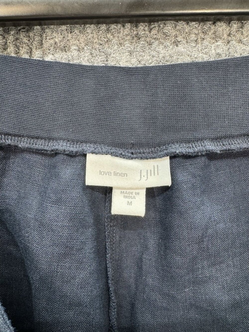J. Jill Love Linen Crop Pants Womens Medium Blue Pull On High Rise Lightweight - Picture 3 of 10